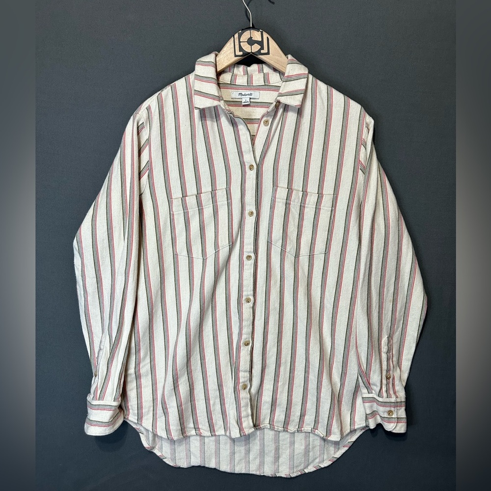 Madewell shirt mens Small striped beige
